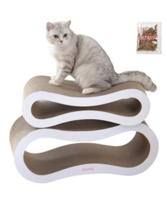 Suvi 26" Modern Cardboard Infinity 2-in-1 Lounge Bed Cat Scratcher with Catnip