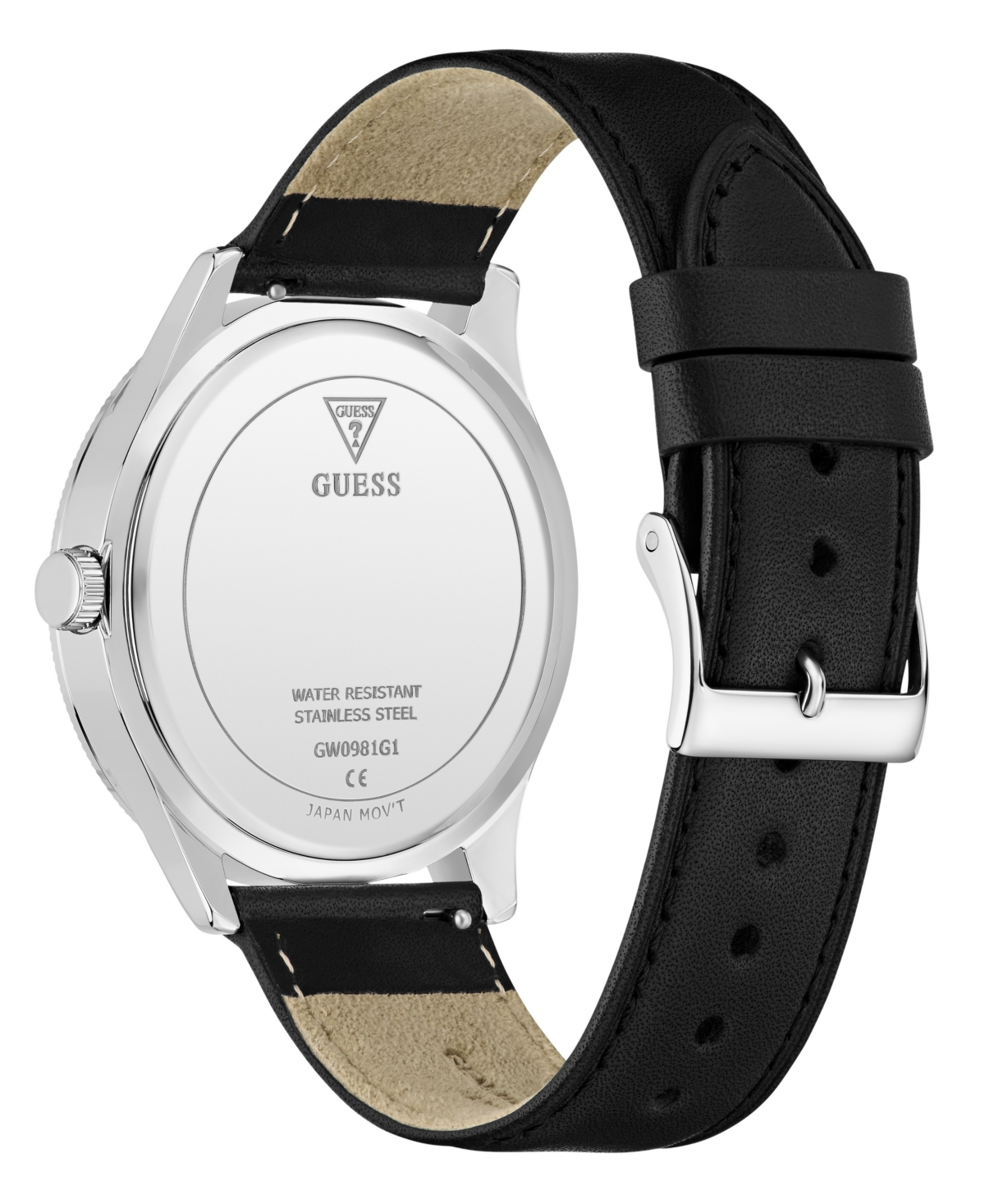 Guess Men's Black Silver Tone Analog Watch, 44mm In Black