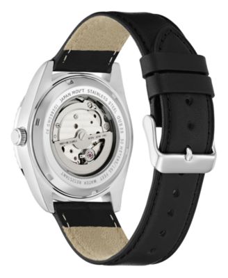 Men's Black Silver Tone Automatic Watch, 42mm
