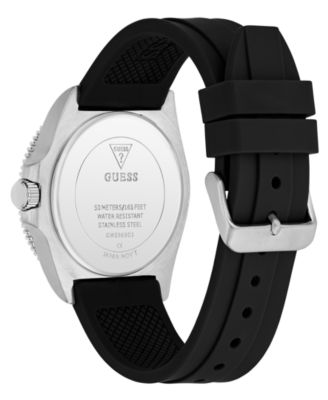 Men's Black Silver Tone Analog Watch, 41mm