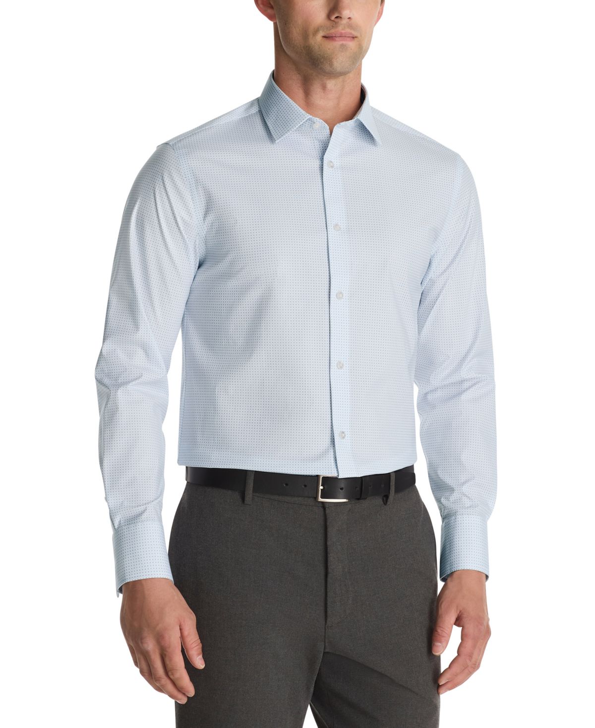 Мужская приталенная рубашка с квадратными манжетами