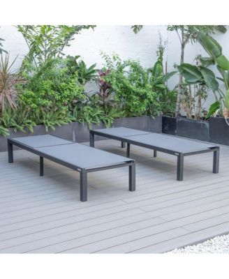 Marlin Patio Chaise Lounge Chair With Black Aluminum Frame, Set of 2