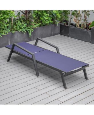 Marlin Patio Chaise Lounge Chair With Armrests in Black Aluminum Frame
