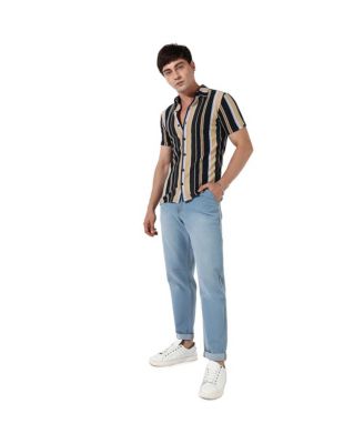 Men's Striped Button Up Cotton Shirt