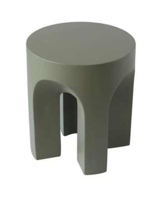 Crus Collection Fiberglass Outdoor Side Table in Grey