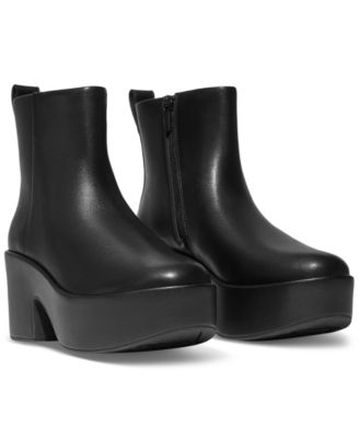 Women's Platform Leather Heeled Ankle Booties