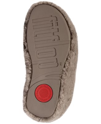 Women's Shuv Curly Faux-Shearling Two-Bar Wedge Slide Sandals