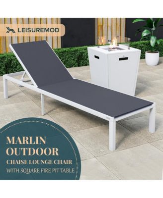 White Aluminum Outdoor Patio Chaise Lounge Chair