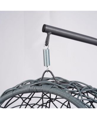 Cat Swing Bed with Stand & Cushion, Cat Egg Chair with Rattan Wicker Appearance, Indoor Hanging Swinging Cat Bed for Cats, Small Dogs, and Small Animals, Green