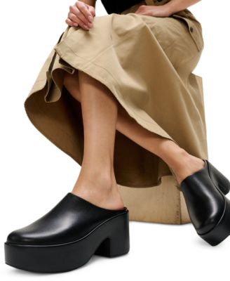 Women's Platfforms Leather Heeled Mules