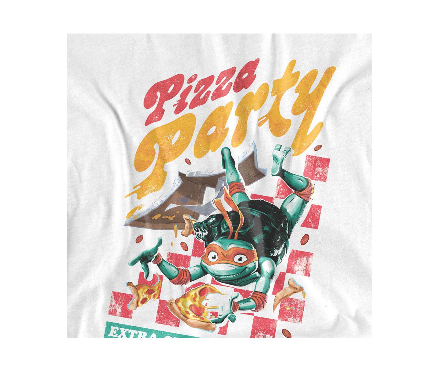 Мужская футболка Teenage Mutant Ninja Turtles Big & Tall Tmnt Mutant Mayhem Mikey Pizza Party, цвет: Белый — фото 2