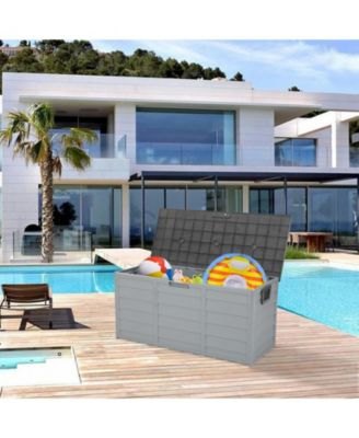 75Gal 260L Deck Storage Box for Tools Cushions Toys Seat Lockable Grey