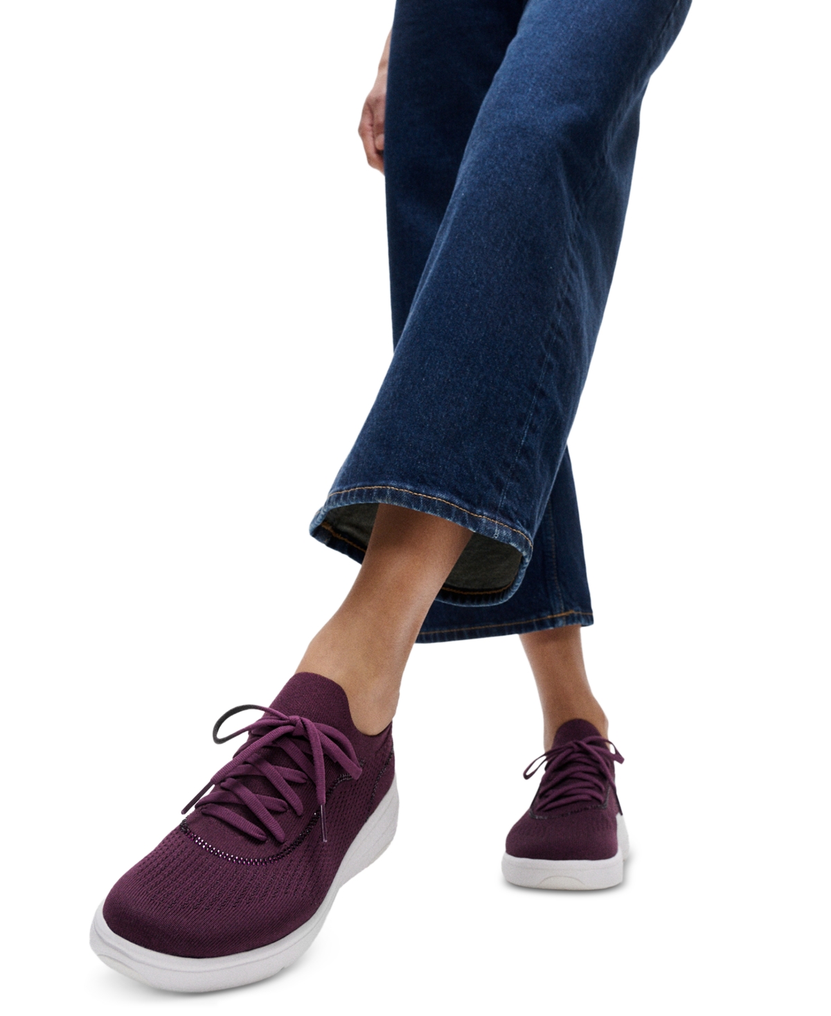 Fitflop Women's Super-q Crystal-trim Knit Laced Up Sneakers In Purple