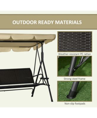 3-Seat Porch Swing with Canopy Outdoor Swing with Cushion, Pillows