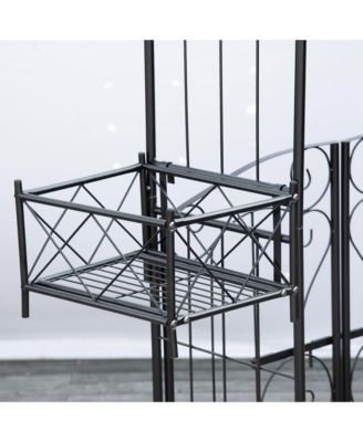 Garden Gate Arbor Wedding Arch with Heart Doors Planters,