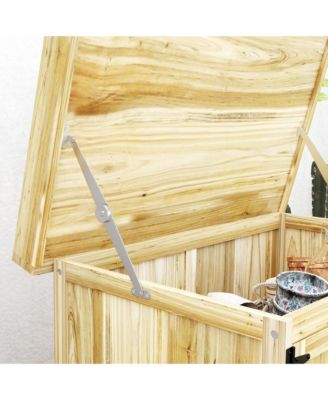 Wood Storage Shed, Potting Shed w/Metal Tabletop, Natural Wood