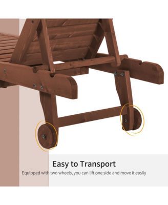 Chaise Lounge Pool Chair, Built-in Table, Wood Look