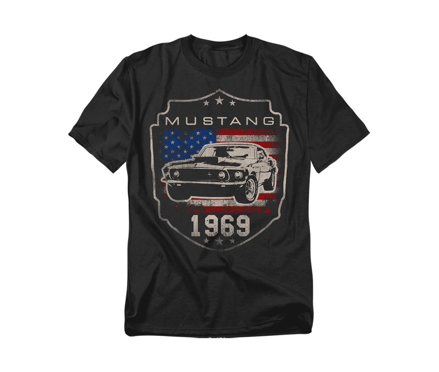 Мужская футболка Mustang Ford 1969 Flag, цвет: Чёрный — фото 1