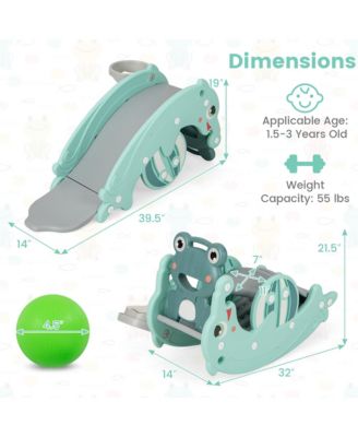 3-in-1 Kids Slide Rocking Horse Set Convertible Toddler Slide w/ Basketball Hoop Green