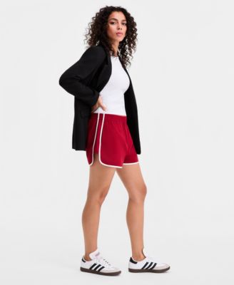 Women's High-Rise Side-Stripe Track Shorts, Macy's Exclusive