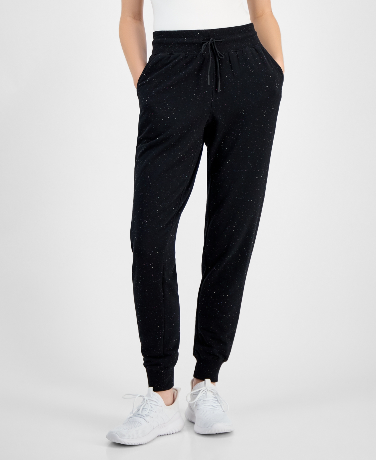 Id Ideology Women's Relaxed High-rise Fleece Joggers, Macy's Exclusive In Black