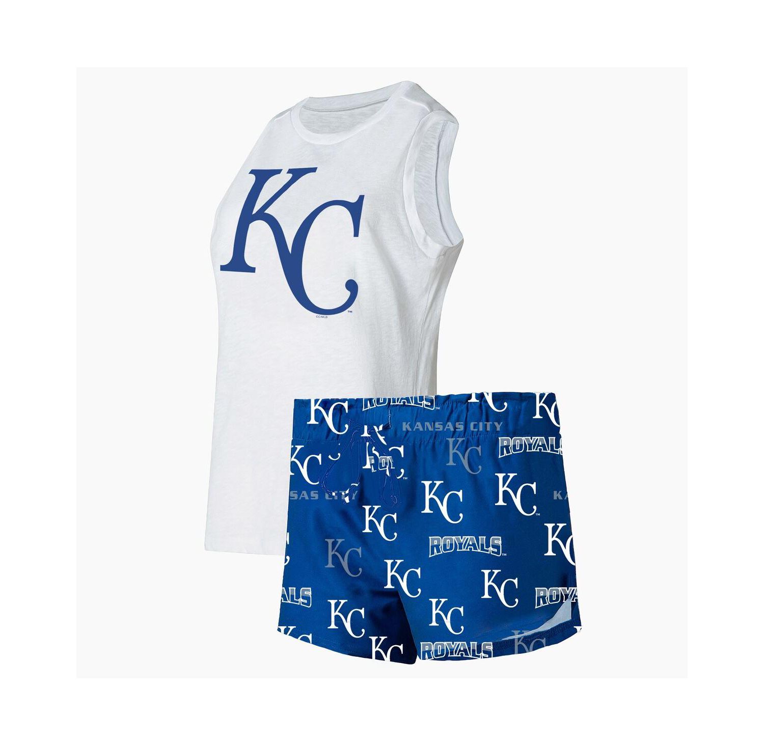 Women's 2-Piece White/Royal Kansas City Royals Plus Size Tank Top and Shorts Sleep Set