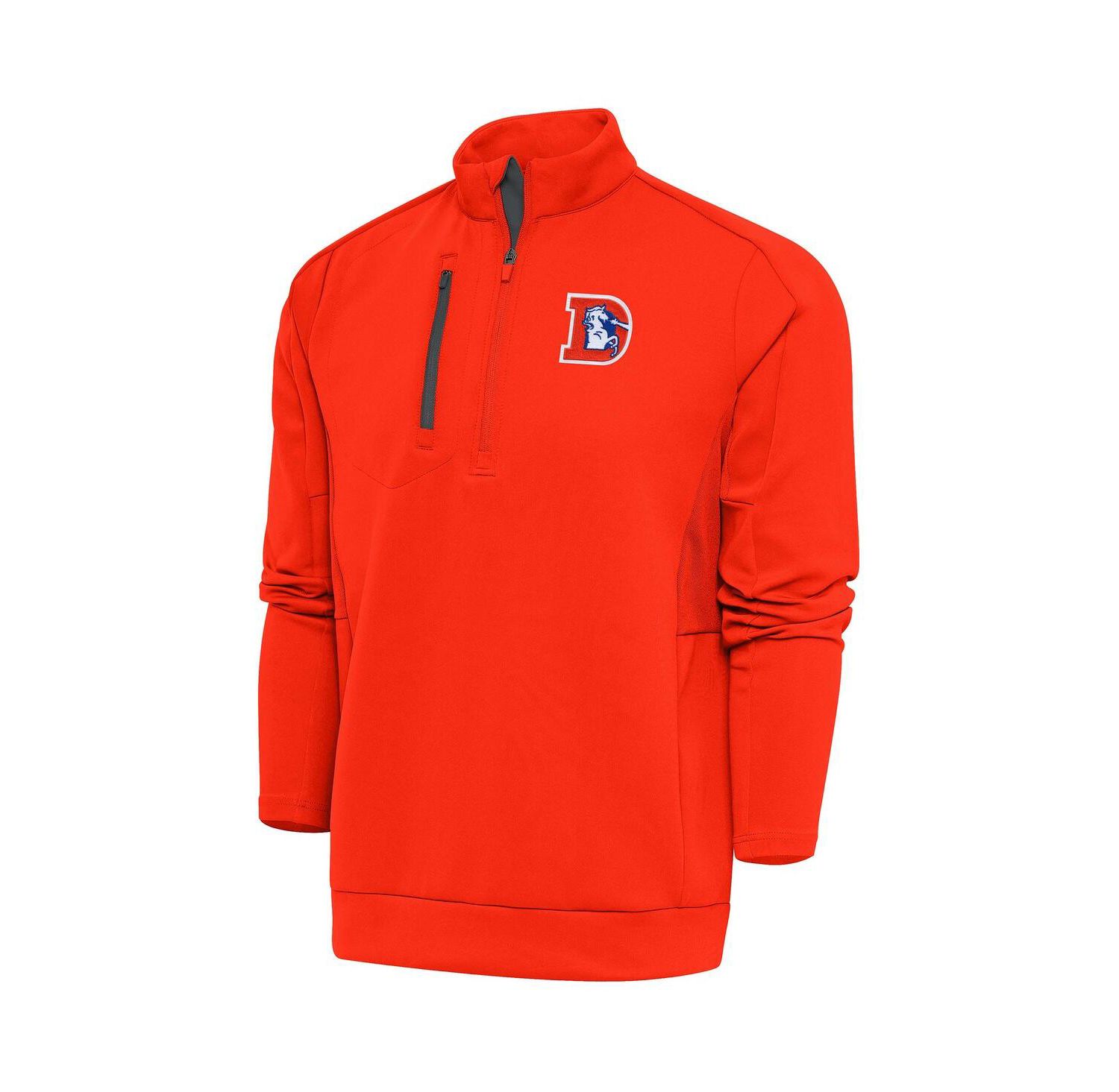 Men's Orange Denver Broncos Team Logo Throwback Generation Quarter-Zip Pullover Sweatshirt