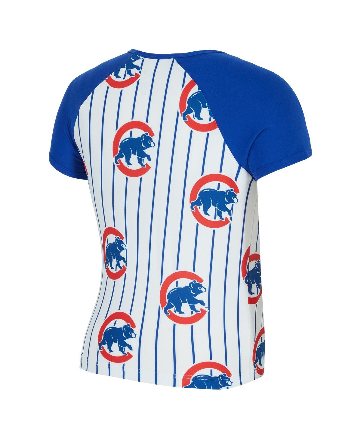 Concepts Sport Women's White Chicago Cubs Outbound Pinstripe Raglan Top In Multi