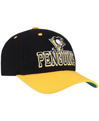 Men's Black/Gold Pittsburgh Penguins Backside Script Two-Tone Pro Crown Adjustable Hat