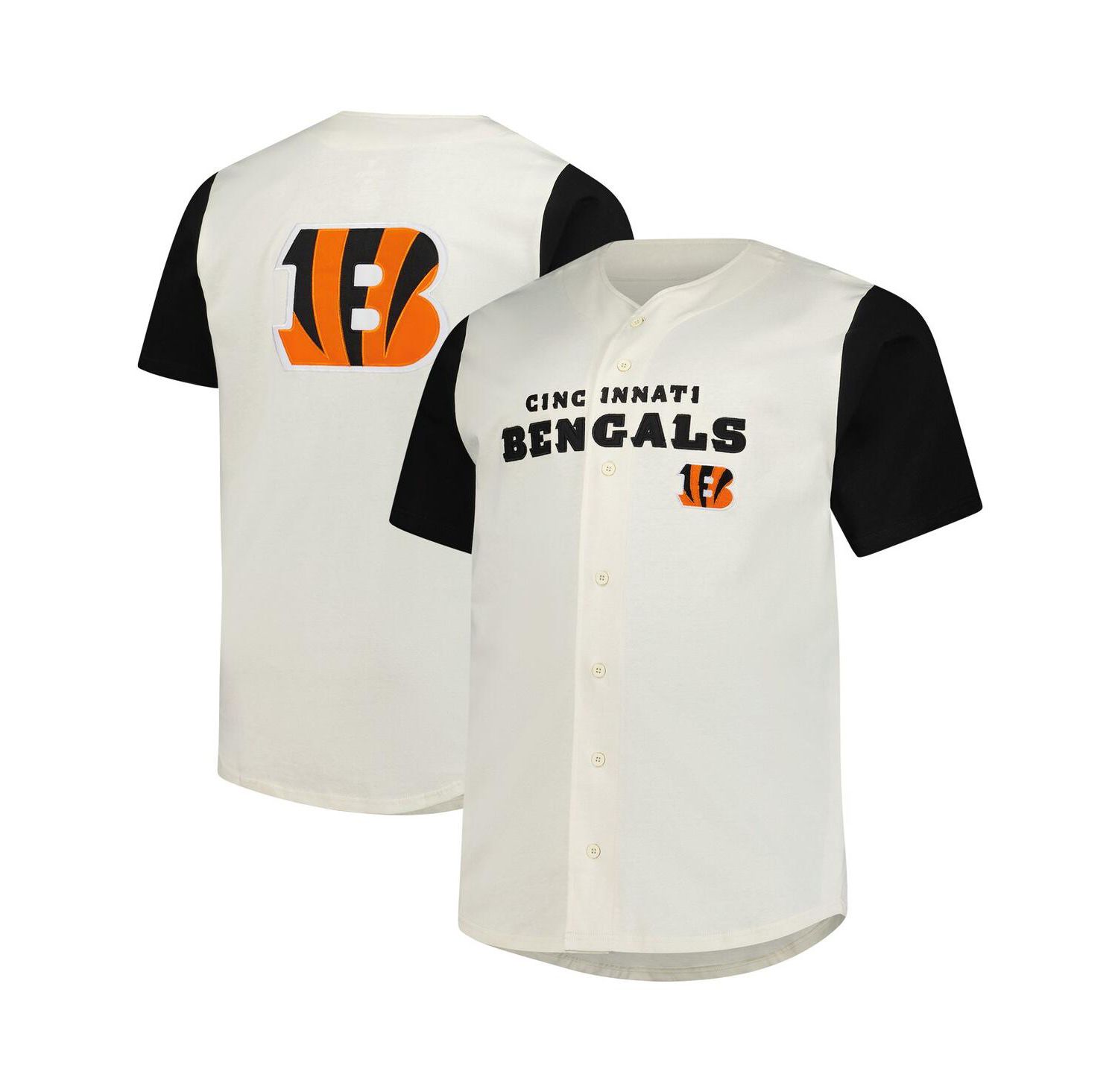 Men's Cream Cincinnati Bengals Full-Button Short Sleeve T-Shirt