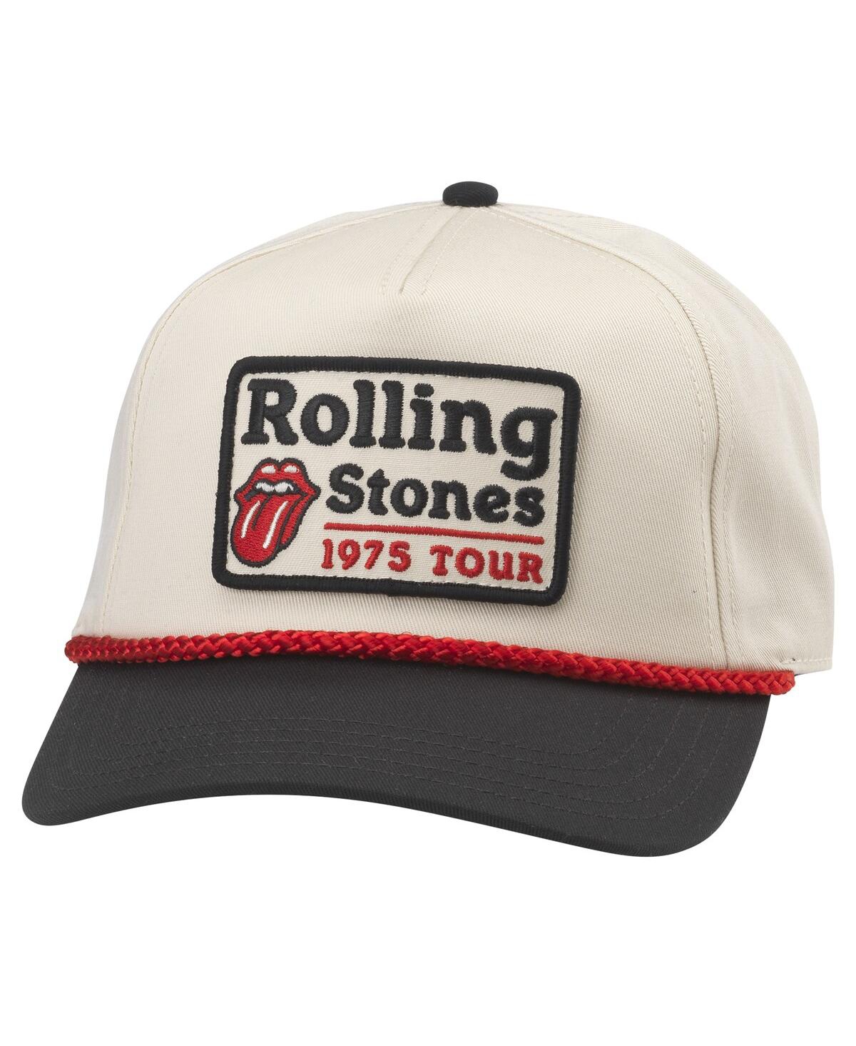American Needle Men's Cream Rolling Stones Roscoe 1975 Tour Adjustable Hat In White
