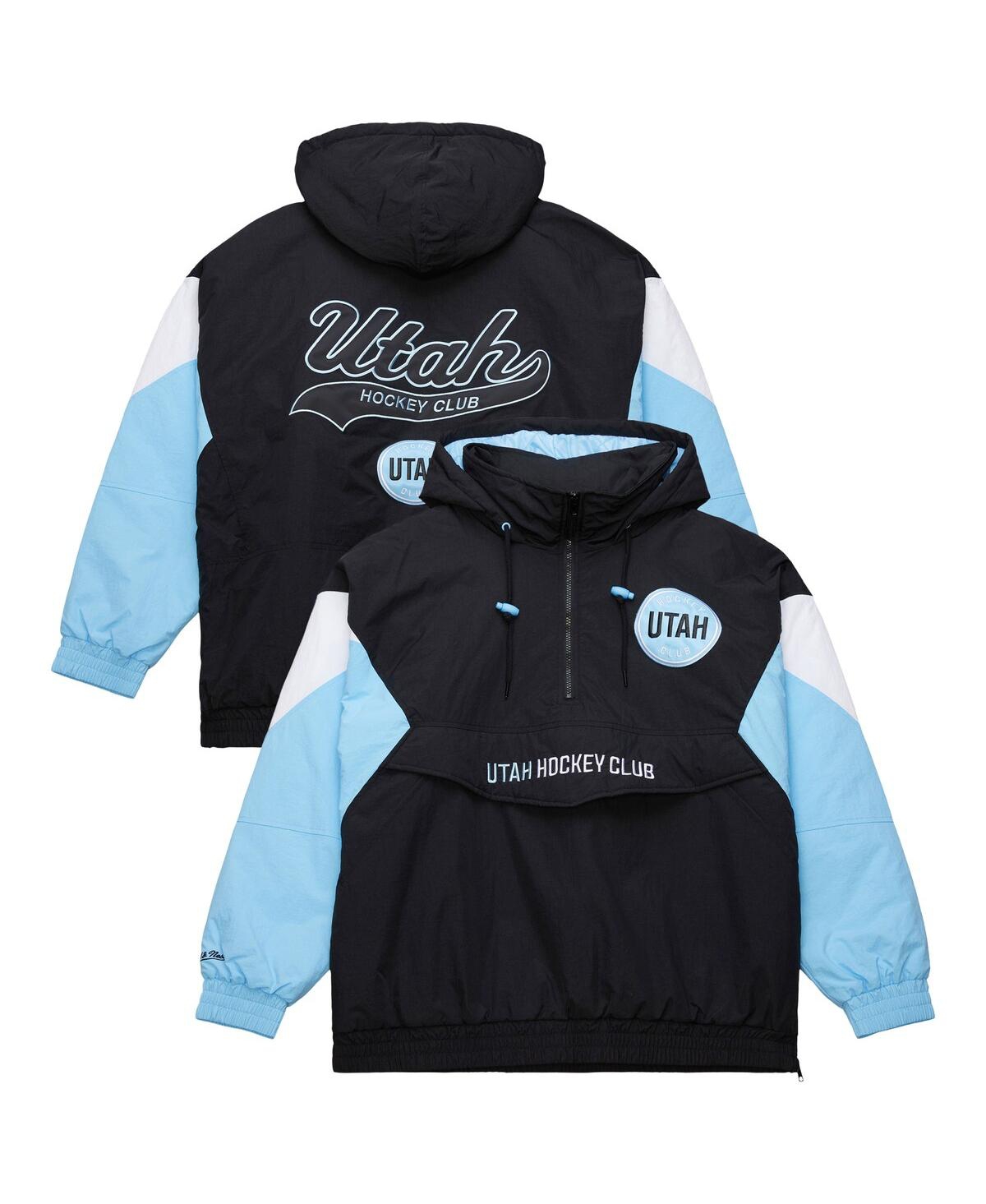Mitchell & Ness Men's Black Utah Mammoth Retro Anorak Half-zip Jacket In Black