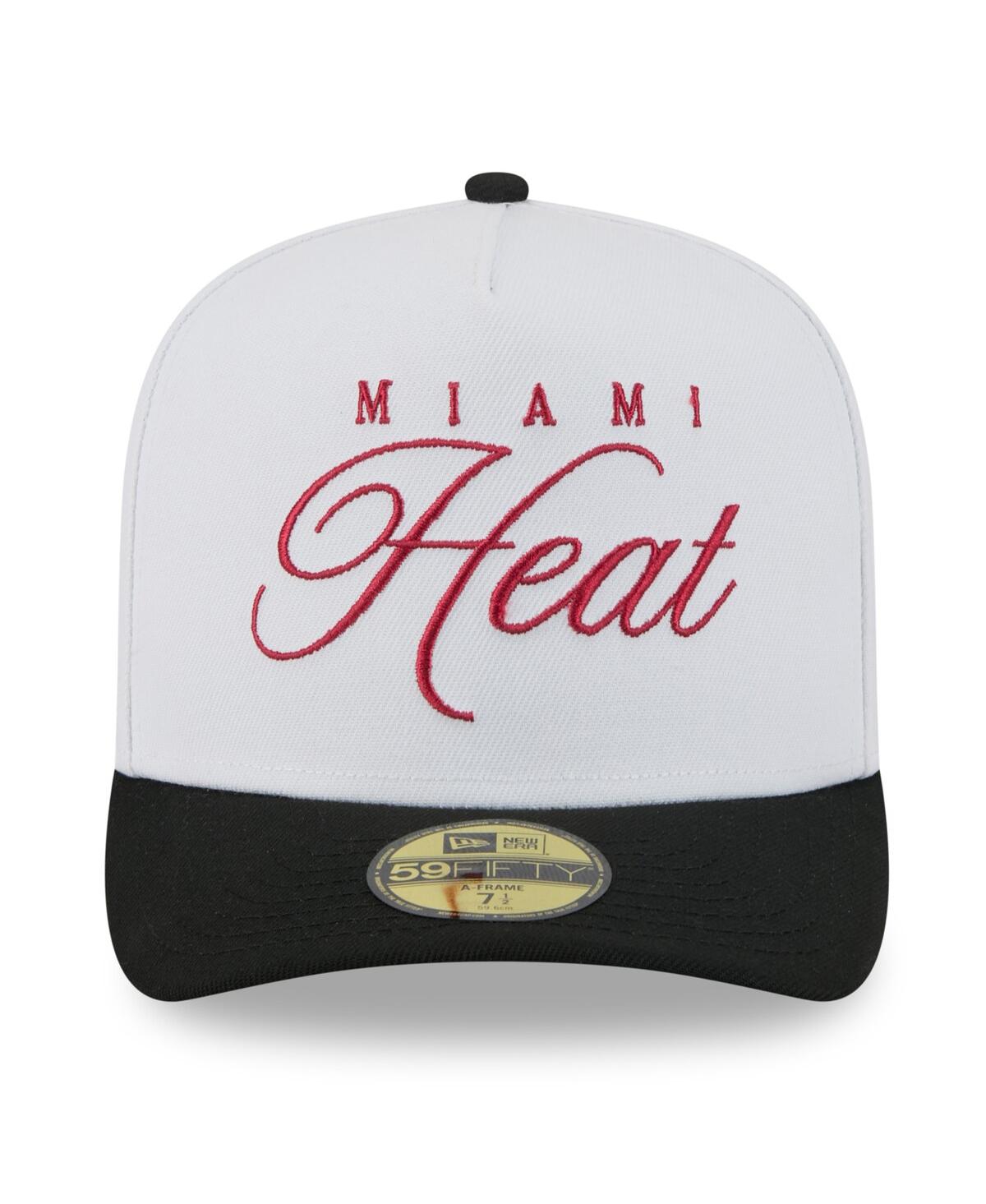 New Era Men's White/black Miami Heat 2025 Nba Draft A-frame 59fifty Fitted Hat In Multi