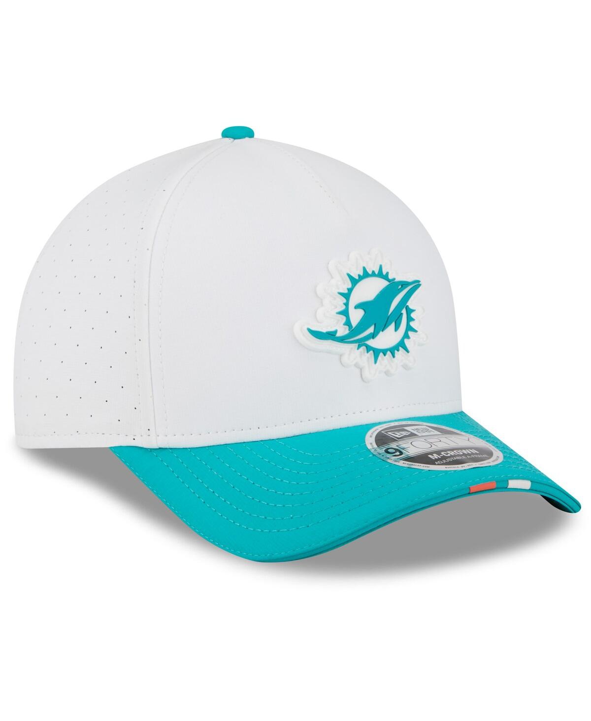 New Era Men's White/aqua Miami Dolphins 2025 Nfl Training Camp A-frame 9forty Adjustable Hat In Multi