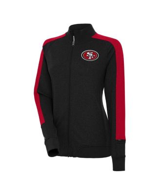 Antigua - Women's Black San Francisco 49ers Strike Full-Zip Track Jacket