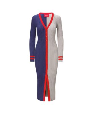 Women's Navy/Gray New England Patriots Shoko Knit Button-Up Sweater Dress