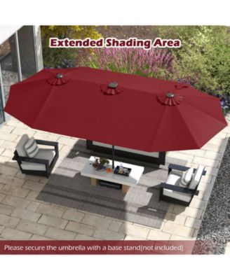 15.5 FT Double-sided Patio Umbrella with Solar Lights Outdoor Twin Size Umbrella