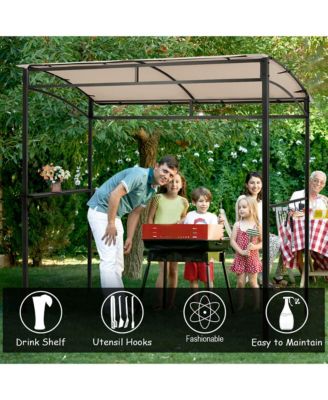 7'x4.5' Grill Gazebo Outdoor Patio Garden BBQ Canopy Shelter Storage Hook