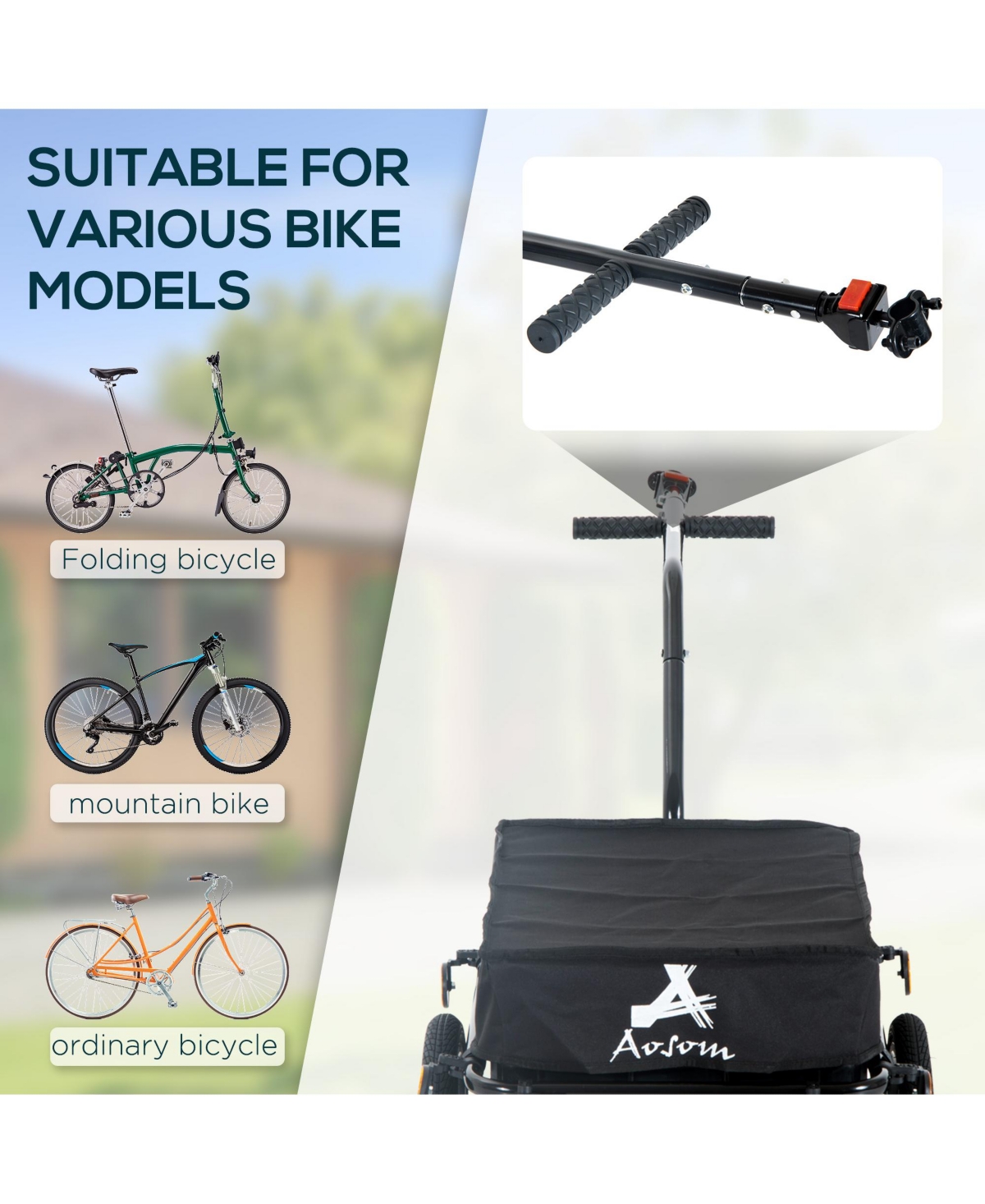 Aosom Double Wheel Internal Frame Enclosed Bicycle Cargo Trailer,