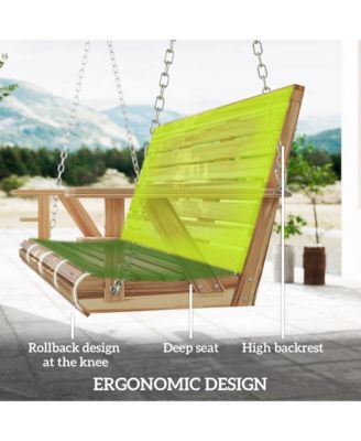 5 FT Wooden Porch Swing 3-Seater with Cupholders,