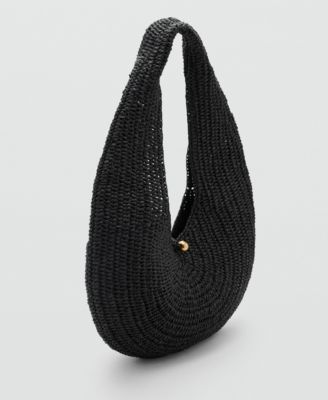 MANGO - Women's Natural Fiber Oval Shoulder Bag