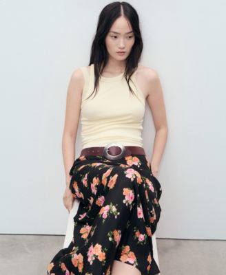 Women's Lace Trim Floral Skirt