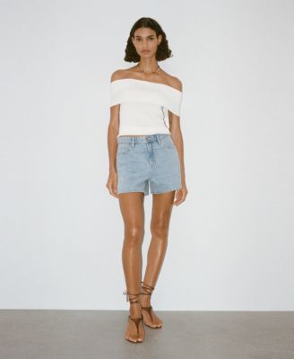 Women's High-Waisted Straight-Fit Denim Shorts