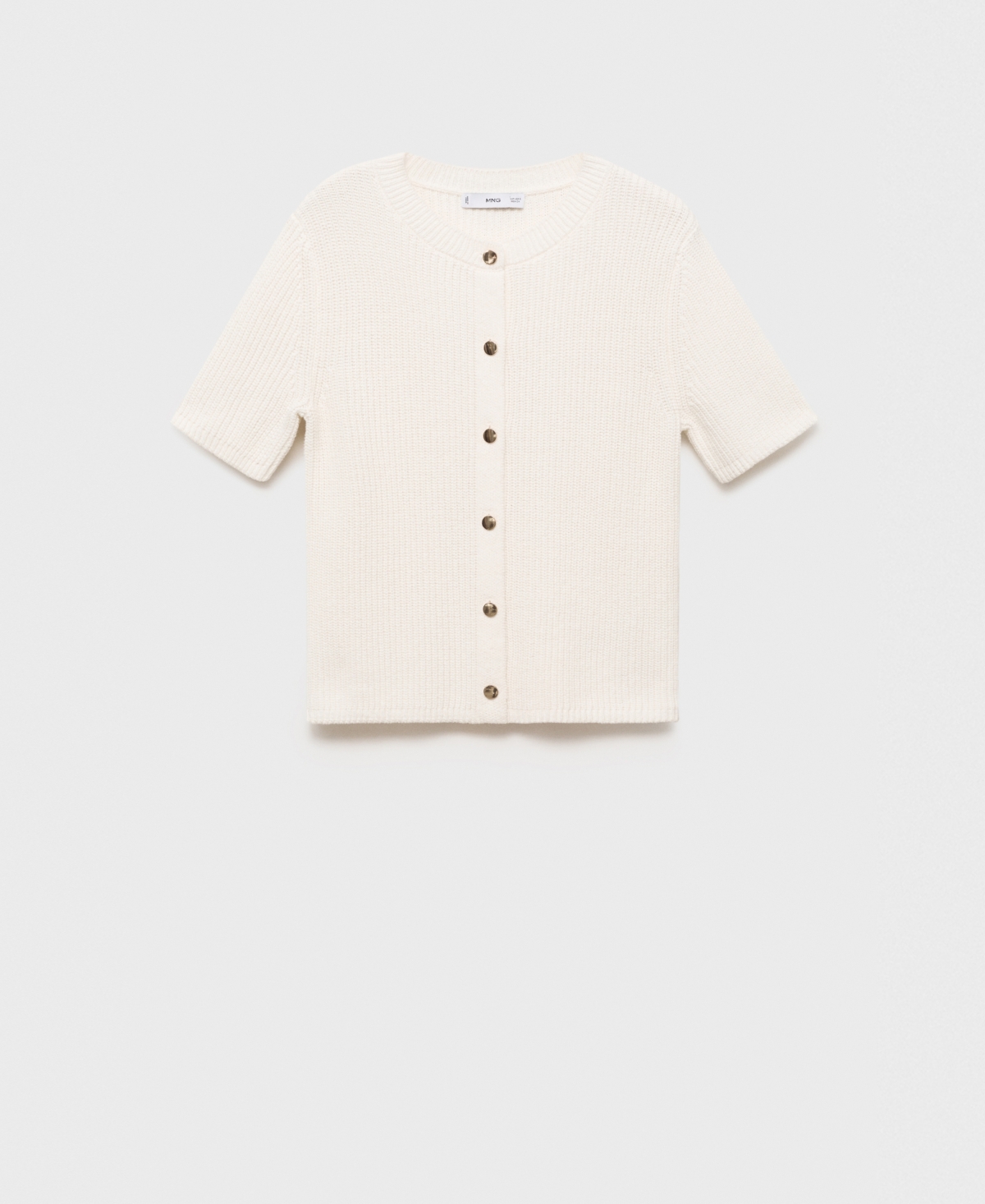 Mango Short-sleeved Knitted Cardigan Ecru In Sand