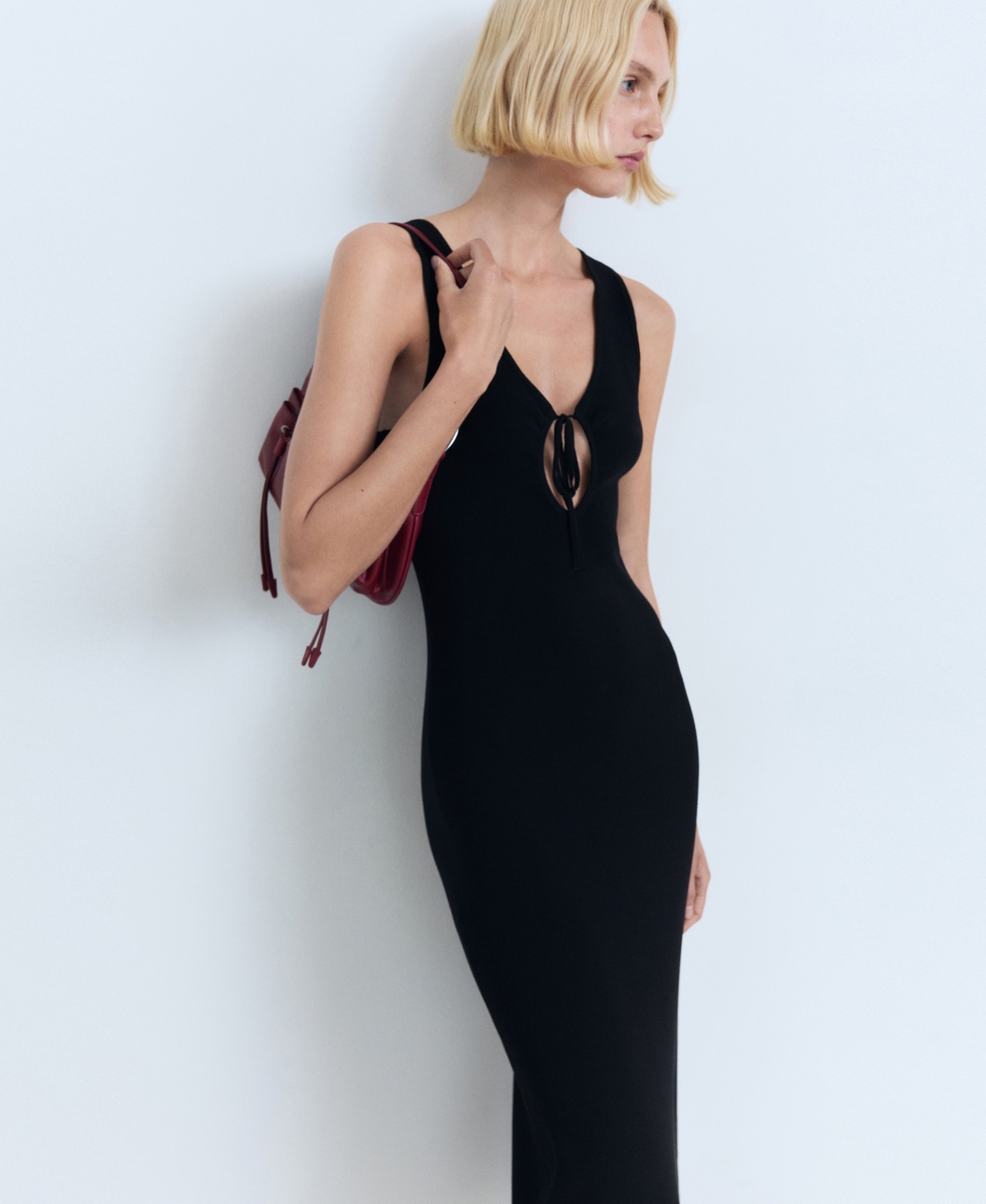 Mango Women's Bow Neckline Knitted Dress