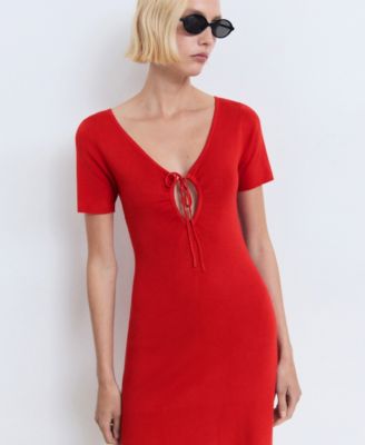 Women's Bow Neckline Knitted Dress