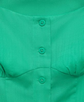 Women's Buttoned Linen-Blend Dress