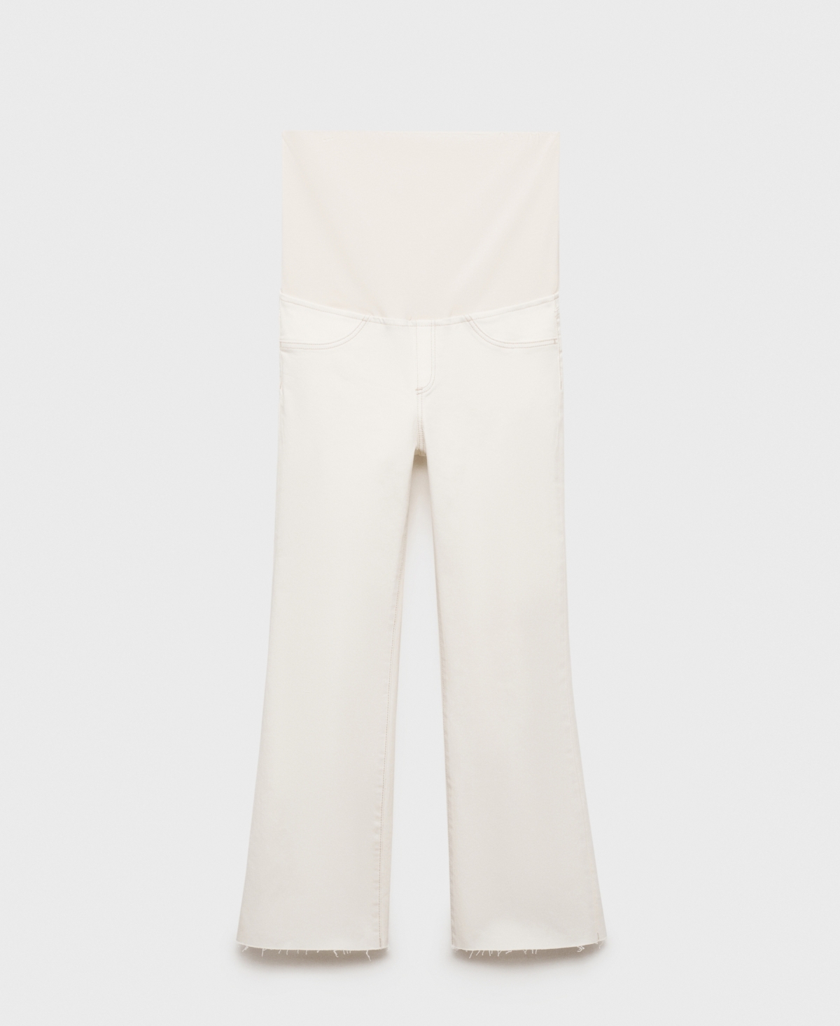 Mango Over The Bump Raw Hem Crop Flare Maternity Jeans In Neutral