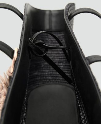 Women's Flower Charm Natural Fiber Basket Bag