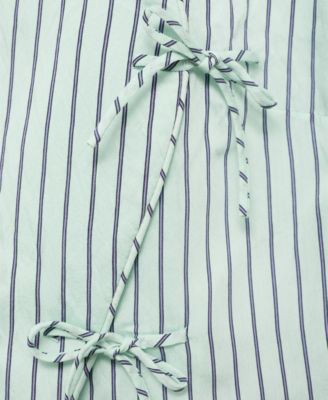 Women's Strap Neckline and Laces Striped Top